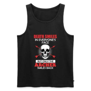 Archer smiles Archery saying - Men's Premium Organic Tank Top - black - Front - AI Model Male 178 light (178cm)