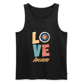 Archer Love Target Archery - Men's Premium Organic Tank Top - black - Front - AI Model Male 178 light (178cm)