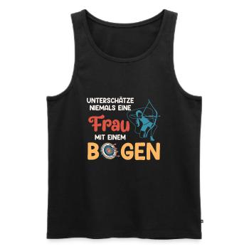 Unterschätze nie Frau mit Bogen Bogenschießen - Männer Premium Bio Tank Top - Schwarz - Vorne - Michal (187cm)