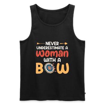 Unterschätze nie Frau mit Bogen Bogenschießen - Männer Premium Bio Tank Top - Schwarz - Vorne - Michal (187cm)