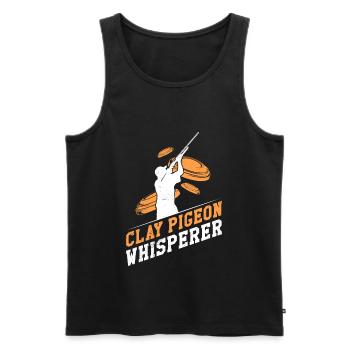 Clay Pigeons Whispering Clay Pigeon Shooting - Men's Premium Organic Tank Top - black - Front - Michal (187cm)