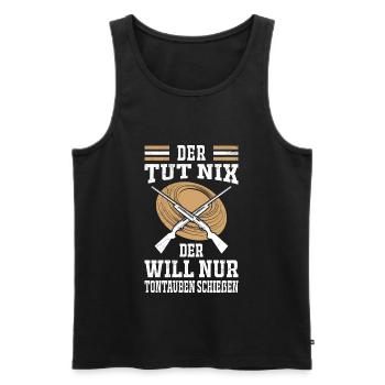Der tut nix der will nur Tontaubenschießen - Männer Premium Bio Tank Top - Schwarz - Vorne - Michal (187cm)