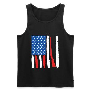 USA Fusil de chasse Arme Clay Pigeon Shooting - Débardeur bio Premium Homme - noir - Devant - AI Model Male 178 light (178cm)