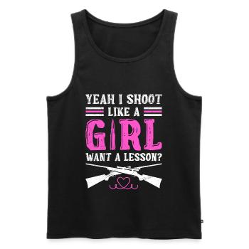 Yeah i shoot like a girl want a lesson? Shoot - Men's Premium Organic Tank Top - black - Front - AI Model Male 178 light (178cm)