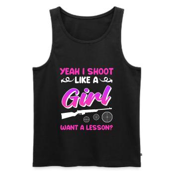 Shoot like a girl women's sports shooter - Men's Premium Organic Tank Top - black - Front - AI Model Male 178 light (178cm)