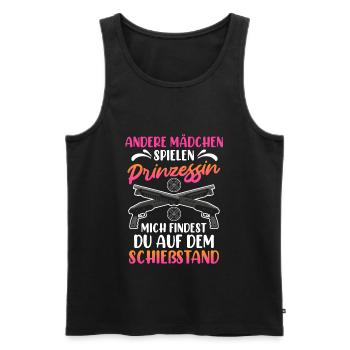Mich findest du auf dem Schießstand Damen - Männer Premium Bio Tank Top - Schwarz - Vorne - AI Model Male 178 light (178cm)