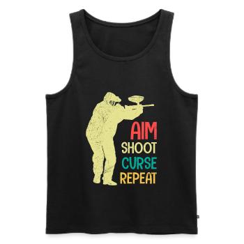 Aim Shooting Curse again Paintball - Men's Premium Organic Tank Top - black - Front - AI Model Male 178 light (178cm)