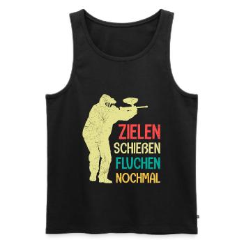 Zielen Schießen Fluchen nochmal Paintball - Männer Premium Bio Tank Top - Schwarz - Vorne - Michal (187cm)