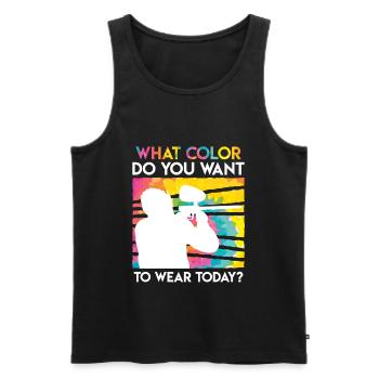 What color do you want to wear today? Paintball - Men's Premium Organic Tank Top - black - Front - AI Model Male 178 light (178cm)