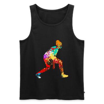 Joueuse de basket-ball de basket-ball féminin - Débardeur bio Premium Homme - noir - Devant - AI Model Male 178 light (178cm)