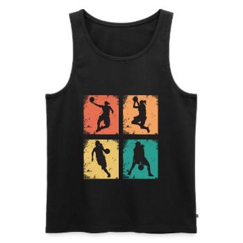 Basketball féminin vintage - Débardeur bio Premium Homme - noir - Devant - AI Model Male 178 light (178cm)