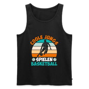 Coole Jungs spielen Basketball Basketballer - Männer Premium Bio Tank Top - Schwarz - Vorne - Michal (187cm)