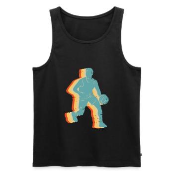 Basket vintage - Débardeur bio Premium Homme - noir - Devant - Michal (187cm)