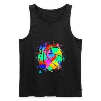 Bunter Basketball Kunst Kunstwerk Basketball - Männer Premium Bio Tank Top - Schwarz - Vorne - Michal (187cm)