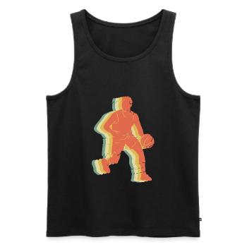 Basket vintage - Débardeur bio Premium Homme - noir - Devant - Michal (187cm)