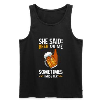 Männer Bier Spruch Bier oder Frau Biertrinker - Männer Premium Bio Tank Top - Schwarz - Vorne - AI Model Male 178 light (178cm)