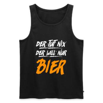 Der will nur Bier trinken Biertrinker - Männer Premium Bio Tank Top - Schwarz - Vorne - Michal (187cm)