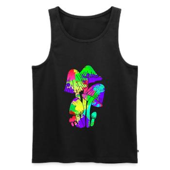 Cueillette de champignons colorées Party - Débardeur bio Premium Homme - noir - Devant - Michal (187cm)
