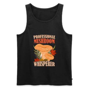 Cueilleur de champignons professionnel Whisperer - Débardeur bio Premium Homme - noir - Devant - Michal (187cm)