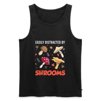 Easily distracted by Shrooms Pilzsammler - Männer Premium Bio Tank Top - Schwarz - Vorne - AI Model Male 178 light (178cm)
