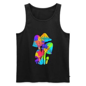 Cueillette de champignons colorées Party - Débardeur bio Premium Homme - noir - Devant - Michal (187cm)