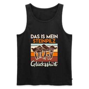 Das ist mein Steinpilz Glücksshirt - Männer Premium Bio Tank Top - Schwarz - Vorne - AI Model Male 178 light (178cm)