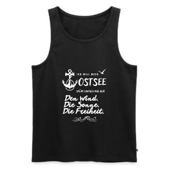Ich will Meer Ostsee Spruch mit Anker und Möwe - Männer Premium Bio Tank Top - Schwarz - Vorne - Michal (187cm)