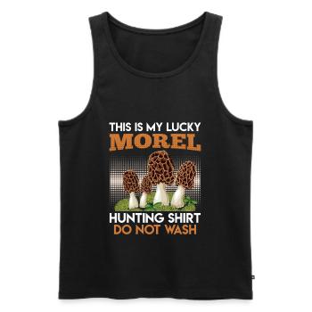 Mein Morchel Glücksshirt Pilzsammler - Männer Premium Bio Tank Top - Schwarz - Vorne - Michal (187cm)