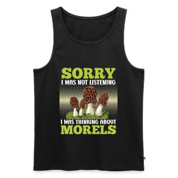 Morel Collector Mushroom Picker - Men's Premium Organic Tank Top - black - Front - AI Model Male 178 light (178cm)