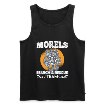 Morel Search & Rescue Team Mushroom Pickers - Men's Premium Organic Tank Top - black - Front - Michal (187cm)