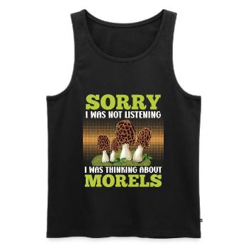 Morel Collector Mushroom Picker - Men's Premium Organic Tank Top - black - Front - AI Model Male 178 light (178cm)