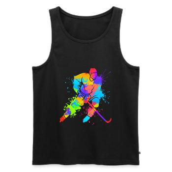 Hockey sur glace Art Splash Art Joueur de hockey sur glace - Débardeur bio Premium Homme - noir - Devant - Michal (187cm)