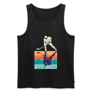 Vintage Eishockey Eishockeyspieler - Männer Premium Bio Tank Top - Schwarz - Vorne - Michal (187cm)