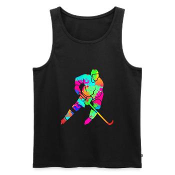 Hockey sur glace Art Splash Art Joueur de hockey sur glace - Débardeur bio Premium Homme - noir - Devant - Michal (187cm)