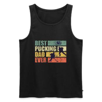 Best Pucking Dad Ever Eishockey Papa - Männer Premium Bio Tank Top - Schwarz - Vorne - Michal (187cm)