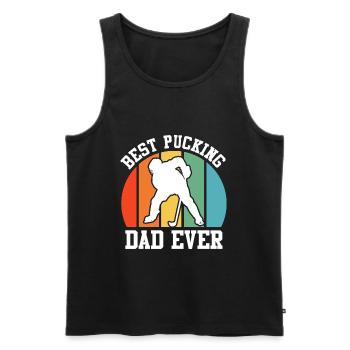 Best Pucking Dad Ever Hockey Dad - Männer Premium Bio Tank Top - Schwarz - Vorne - Michal (187cm)