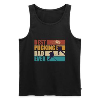 Best Pucking Dad Ever Eishockey Papa - Männer Premium Bio Tank Top - Schwarz - Vorne - Michal (187cm)