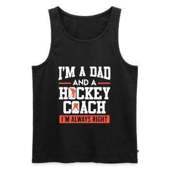 Papa et entraîneur de hockey Hockey sur glace Papa - Débardeur bio Premium Homme - noir - Devant - AI Model Male 178 light (178cm)