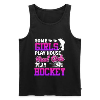 Les vraies filles jouent au hockey - Débardeur bio Premium Homme - noir - Devant - Michal (187cm)