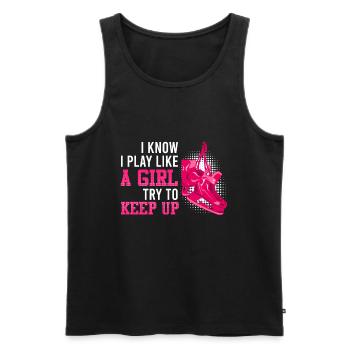 Eishockey Girl Try to keep up Hockey Damen - Männer Premium Bio Tank Top - Schwarz - Vorne - Michal (187cm)