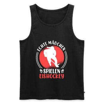 Echte Mädchen spielen Eishockey Damen - Männer Premium Bio Tank Top - Schwarz - Vorne - Michal (187cm)