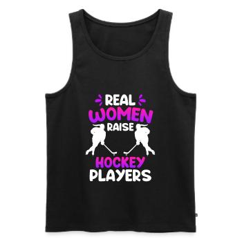 De vraies femmes éduquent les joueuses de hockey - Débardeur bio Premium Homme - noir - Devant - AI Model Male 178 light (178cm)