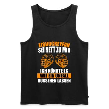 Eishockey fan Spruch Eishockeyfan - Männer Premium Bio Tank Top - Schwarz - Vorne - Michal (187cm)