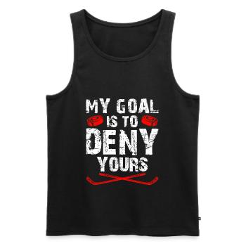 My Goal is to deny yours Eishockey Torwart - Männer Premium Bio Tank Top - Schwarz - Vorne - AI Model Male 178 light (178cm)