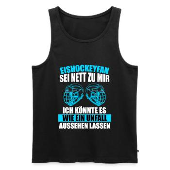 Eishockey fan Spruch Eishockeyfan - Männer Premium Bio Tank Top - Schwarz - Vorne - Michal (187cm)