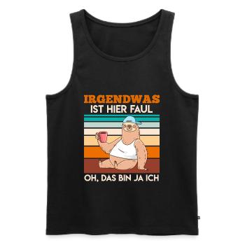 irgendwas ist hier faul oh das bin ja ich - Männer Premium Bio Tank Top - Schwarz - Vorne - AI Model Male 178 light (178cm)