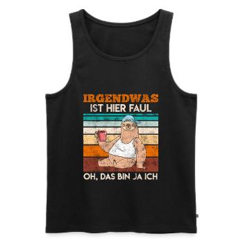 irgendwas ist hier faul oh das bin ja ich - Männer Premium Bio Tank Top - Schwarz - Vorne - AI Model Male 178 light (178cm)