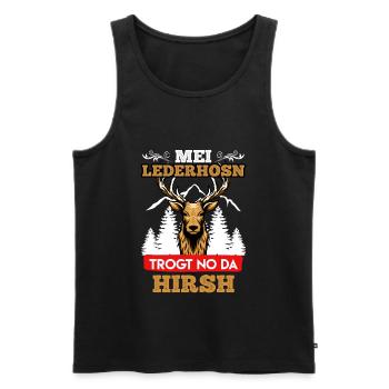 Mei Lederhosn trogt no da Hirsch Bayern - Männer Premium Bio Tank Top - Schwarz - Vorne - Michal (187cm)