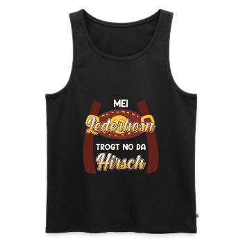 Mei Lederhosn trogt no da Hirsch Trachten - Männer Premium Bio Tank Top - Schwarz - Vorne - Michal (187cm)