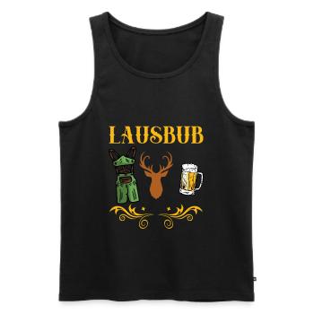 Bayern Herren Trachtenshirt Lausbub Lausbua - Männer Premium Bio Tank Top - Schwarz - Vorne - AI Model Male 178 light (178cm)